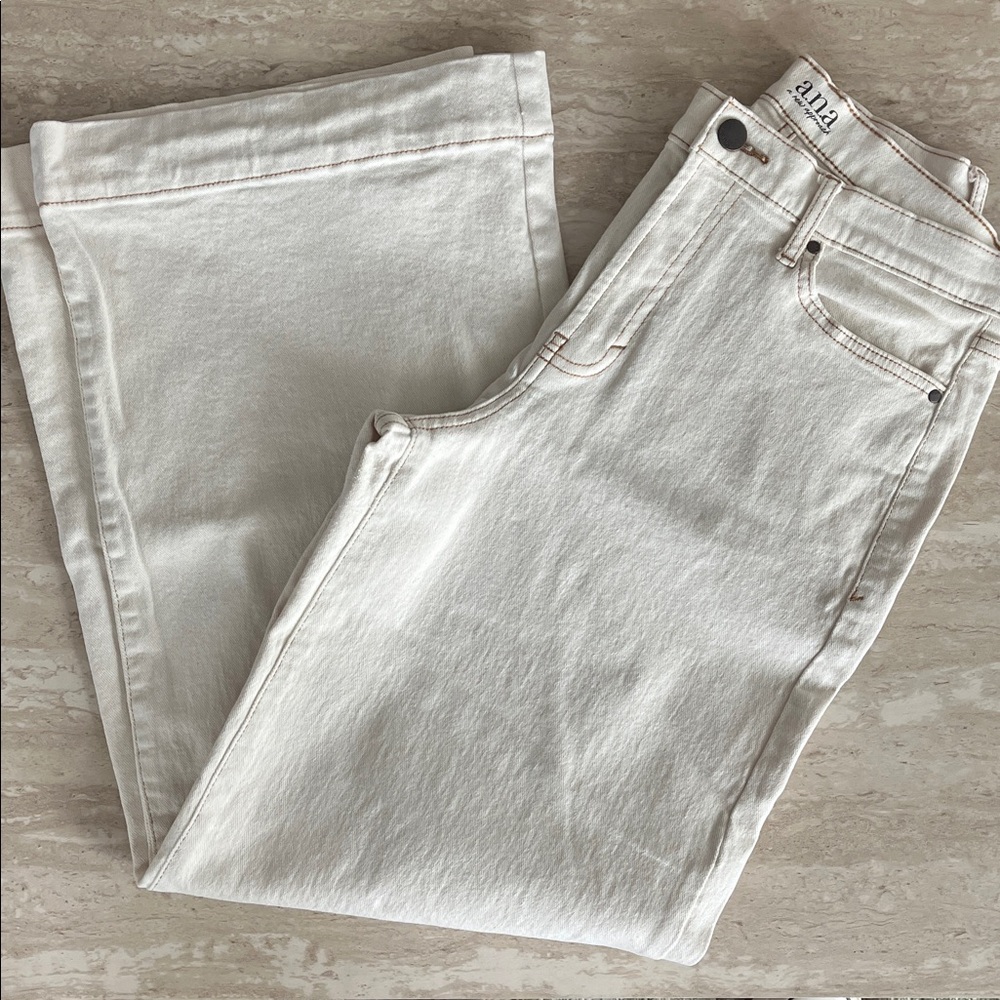 a.n.a Cream High-Rise Wide Leg Jeans